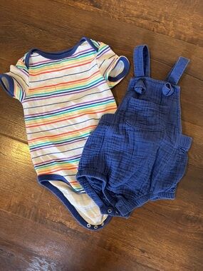 Baby Cat & Jack Navy and Rainbow Stripe Set